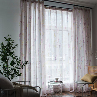 Hummingbird Pink Blumen Jute Stil Vorhang (Kein Voile)