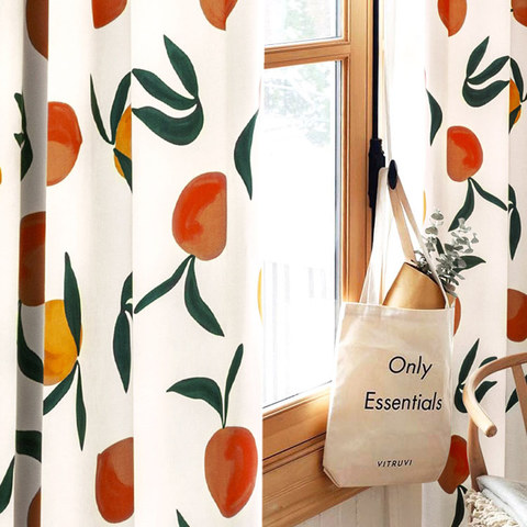 Süß wie eine Pfirsich Leinen-Optik Druckvorhang 1