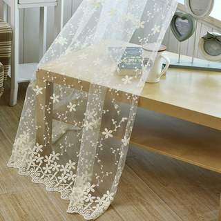 Angelina Creme Schiere Voile Gardine mit bestickten Blumen 4