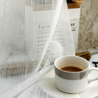 Klarität Elfenbeinweiß Gestreifte Transparente Voile Vorhänge 4