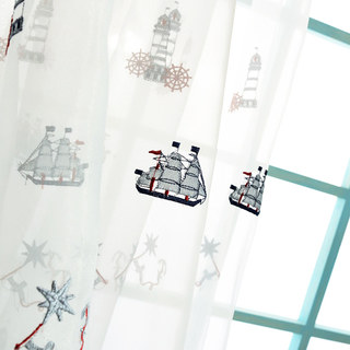 Ahoy bestickte nautische transparente Voile Gardine