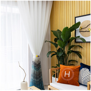 Pinselstriche Blau Transparente Voile Vorhänge 2