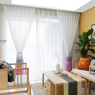 Pinselstriche Rosa Transparente Voile Vorhänge 2