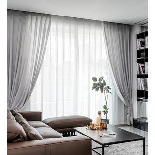 Silk Road Elegantes Aschgraues Chiffon Voile Vorhang