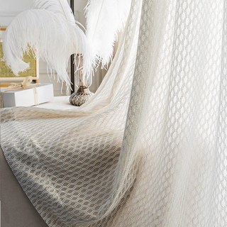 Wave Some Magic Oatmeal Cotton Blend Net Trellis Heavy Net Curtain 3