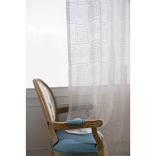 Spiral Maze Muster bestickte Baumwolle Weißer transparenter Voile Vorhang 2