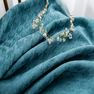 Hundzahnmuster Teal Blue Verdunkelungsvorhang 5