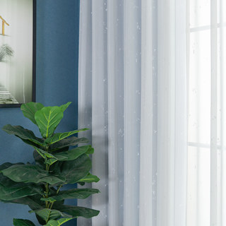 Konstellation Bestreute Cluster Weiß Texturierte Transparente Voile Gardine