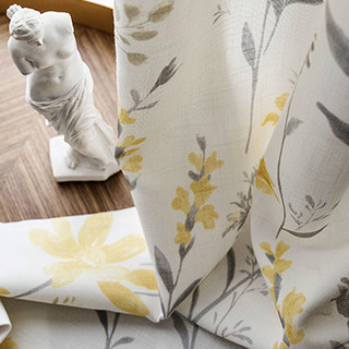 Den Garten ins Haus holen Cremegelbe florale Jute-Stil Gardine 5