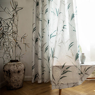 Den Garten ins Haus holen Hellgrauer Bambus-Floral Jute-Stil Vorhang 7