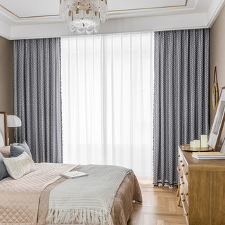 Shard Mid Century Modern Anthrazitgraue Zickzack-Fischgrätmuster-Vorhänge 6