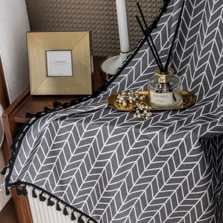 Shard Mid Century Modern Anthrazitgraue Zickzack-Fischgrätmuster-Vorhänge 11