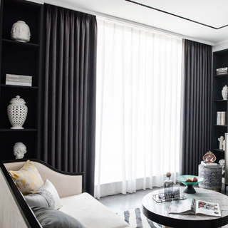 Superdicker Blattweiden-Dunkelgrau 100% Verdunkelungs-Vorhang 4