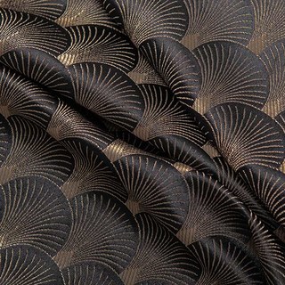 Die Roaring Twenties Luxus Art-Deco Muschel-Muster Schwarz & Gold Vorhänge 5