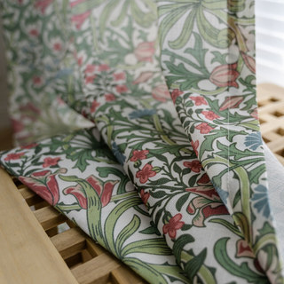 William Morris Grüner floraler Jute-Stil Vorhang 7