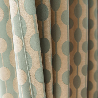 Beaded Lines Pastellgrüne Punkte und Streifen Chenille Vorhang 9