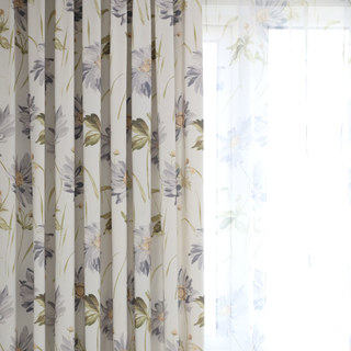 Den Garten ins Haus holen Graue Gänseblümchen Baumwolle Floral Jute Stil Vorhang 3