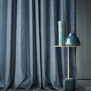 Metallische Fantasie Zarter Strukturierter Gestreifter Funkelnder Schimmernder Dunstblauer Vorhang 4