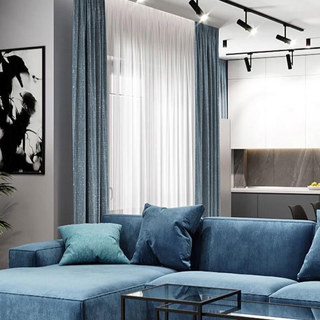 Metallische Fantasie Zarter Strukturierter Gestreifter Funkelnder Schimmernder Dunstblauer Vorhang 3