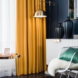 Gekräuselte Wellen Superdicker Zitronengelb Blickdichter Vorhang 5