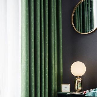 Gekräuselte Wellen Superdicker Olivgrüner Verdunkelungsvorhang