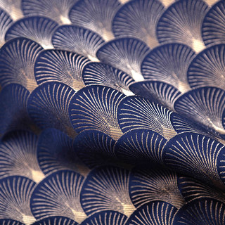 Die Roaring Twenties Luxus Art-Deco Muschelmuster Marineblau & Goldene Geometrische Vorhänge 5