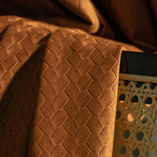 Skandinavischer Korbweb-Strukturierter Karamell-Terrakotta Samt Verdunklungsvorhänge 6