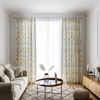 Den Garten ins Haus holen Cremegelbe florale Jute-Stil Gardine 2