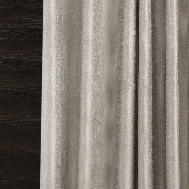 Metallische Fantasie Zarte Strukturierte Gestreifte Funkelnde Schimmernde Champagner Silber Vorhang 1