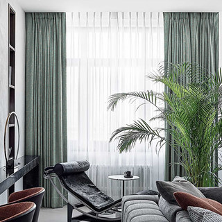 Metallische Fantasie dezente strukturierte gestreifte schimmernde glitzernde gräulich grüne Gardine 3