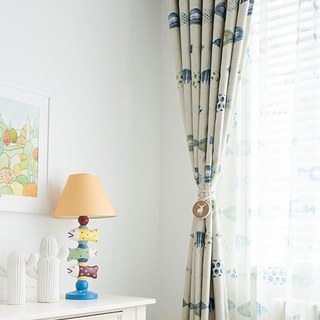 Ozeanblick Grün Blau Fisch Nautisch Vorhang 2