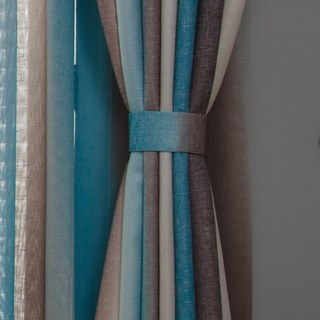 Sea Breeze Cocktail Kokosnussschale Braun und Küstenblau Gestreifte Gardine 7