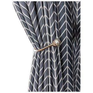 Shard Mid Century Modern Anthrazitgraue Zickzack-Fischgrätmuster-Vorhänge 12