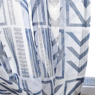 Die City Sketch Blaue Moderne Geometrische Voile Gardine 7