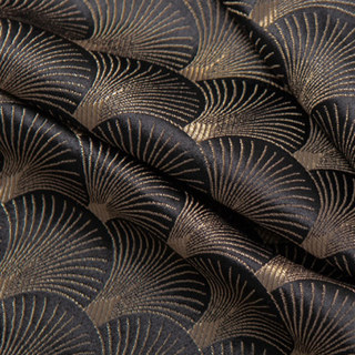Die Roaring Twenties Luxus Art-Deco Muschel-Muster Schwarz & Gold Vorhänge 6