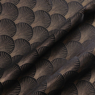 Die Roaring Twenties Luxus Art-Deco Muschel-Muster Schwarz & Gold Vorhänge 7