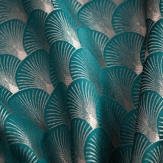 Die Roaring Twenties Luxus Art-Deco Muschel-Muster Teal & Silber Geometrische Vorhänge 7