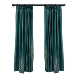 Die Roaring Twenties Luxus Art-Deco Muschel-Muster Teal & Silber Geometrische Vorhänge
