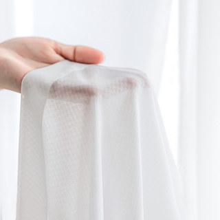 Französisches kariertes quadratisches Gitter weißer Chiffonvorhang 2