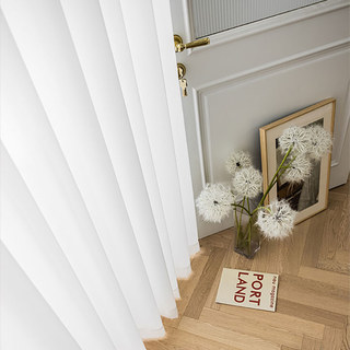 Französisches kariertes quadratisches Gitter weißer Chiffonvorhang 7