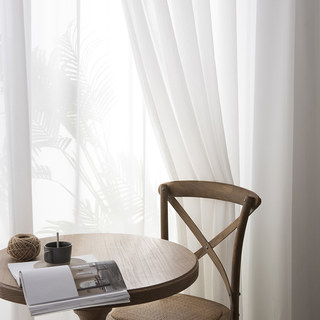 Luna Herringbone Strukturierter Elfenbeinfarbener Voile Vorhang 2