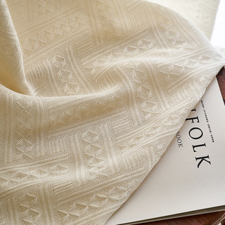 Gewebter Strick Baumwollmischung Kreuzmuster Cremefarben Schwer Semi-Transparent Voile Vorhang