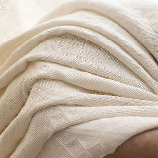 Gewebter Strick Baumwollmischung Kreuzmuster Cremefarben Schwer Semi-Transparent Voile Vorhang 4