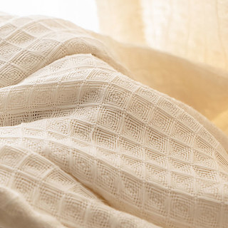 Gewebter Strick Baumwollmisch Gewaffeltes Muster Creme Schwerer Voile Vorhang 8