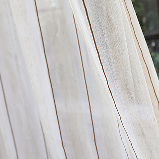 Französisch Vintage Strukturierter Gestreifter Leinen Voile Vorhang 3