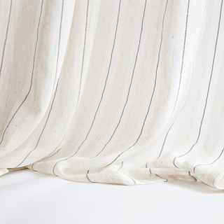 Französisch Vintage Strukturierter Gestreifter Leinen Voile Vorhang 4