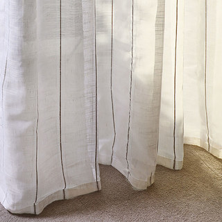 Französisch Vintage Strukturierter Gestreifter Leinen Voile Vorhang 6