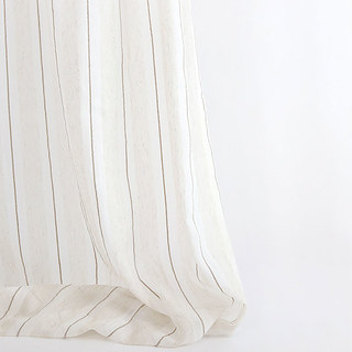 Französisch Vintage Strukturierter Gestreifter Leinen Voile Vorhang 5