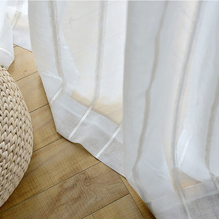 Merlin Vertikal Weißer Streifen Creme Voile Vorhang 6