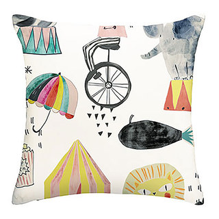 Circus Tiere und Clown Leinenoptik Druckvorhang 6